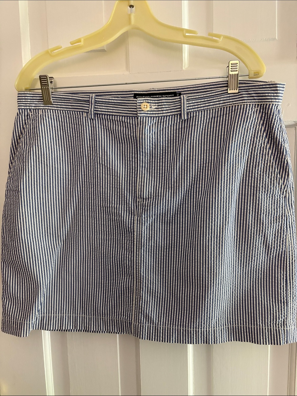 Ralph Lauren Sport Blue & White Seersucker Skirt 12